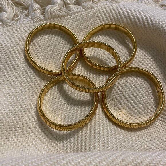 BEN AMUN Cobra Stretch Bangle Bracelet 24K Gold Plating One Size Fits Most New - Picture 4 of 12